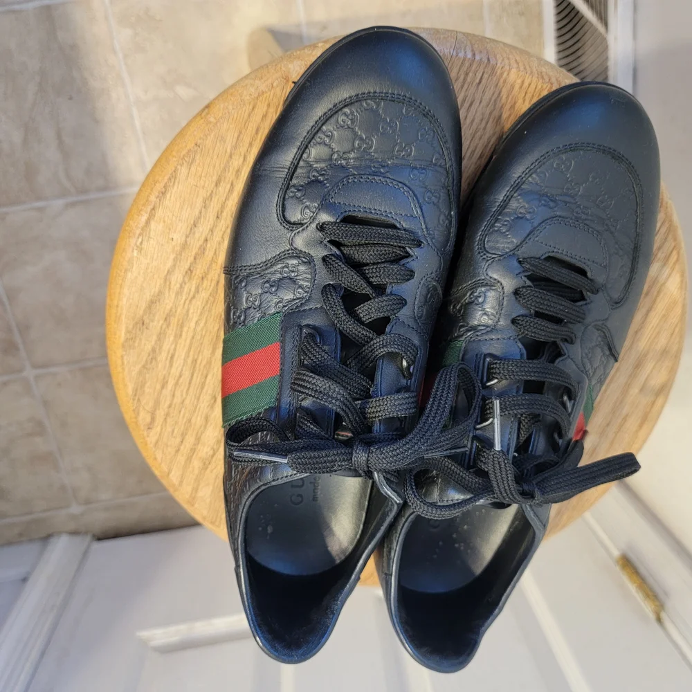 Gucci Black and Green Sneakers Size 7 Euro. 8/2 US - Picture 7 of 10